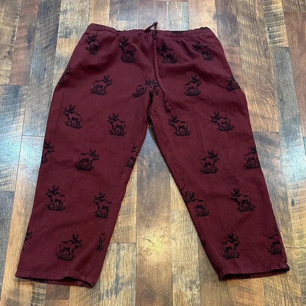 Woolrich Maroon Moose Print Pants XL (5165)